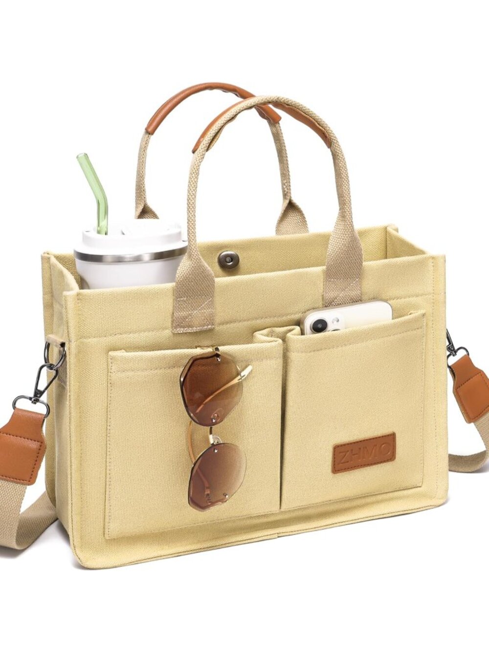 Women's Khaki Travel Nurse Teacher Purse Laptop Tote Crossbody Handbags